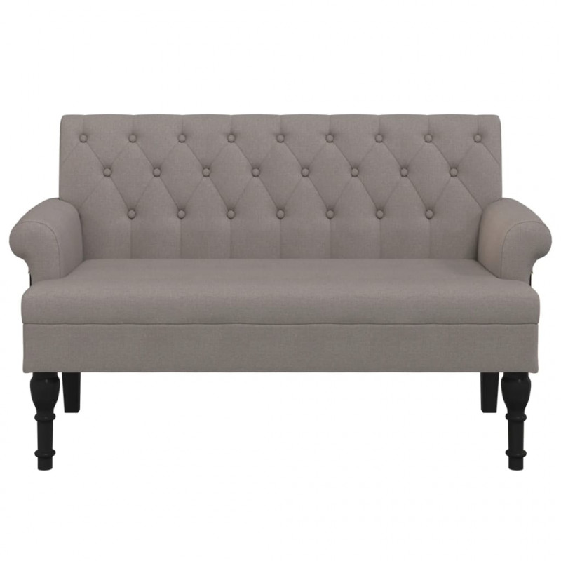 Ławka z oparciem, kolor taupe, 120x62x75,5 cm, tkanina