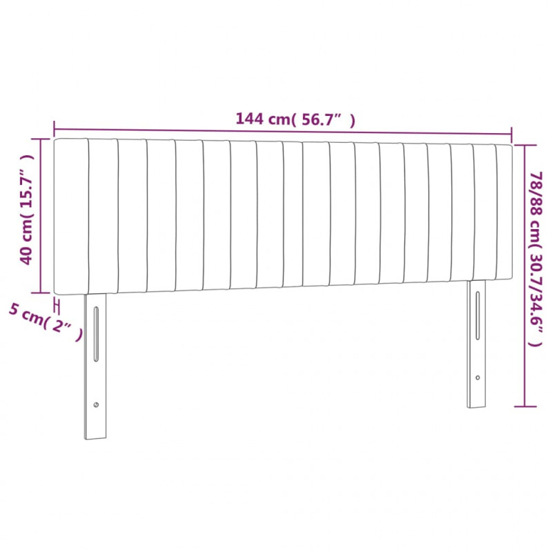 Zagłówek do łóżka z LED, różowy, 144x5x78/88 cm, aksamit