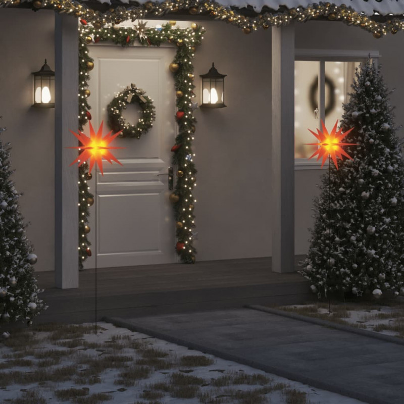 Ozdoby świetlne LED z prętami, składane 3 szt., czerwone, 57 cm