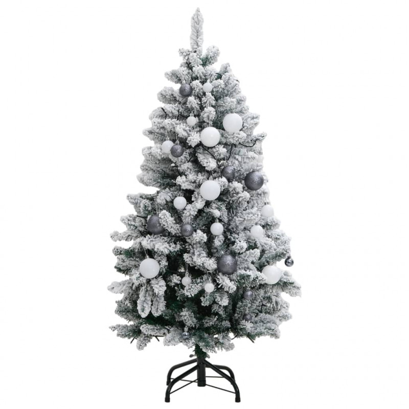 Sztuczna choinka na zawiasach, 150 lampek LED i bombki, 150 cm
