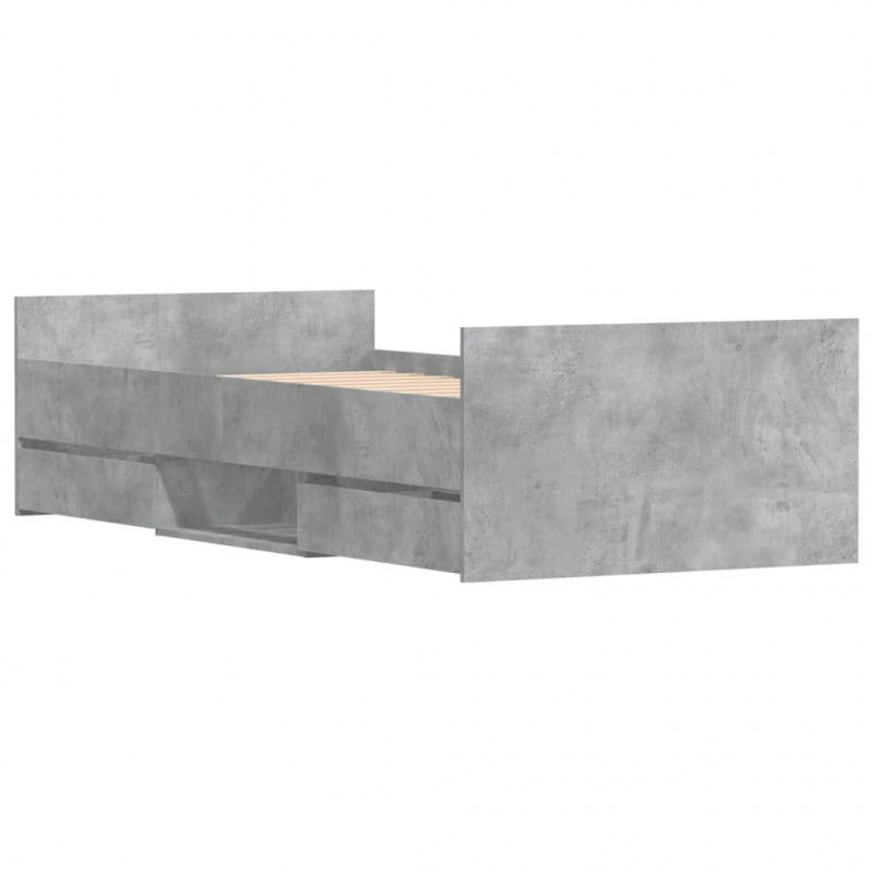 Rama łóżka z wezgłowiem i zanóżkiem, szarość betonu, 100x200 cm