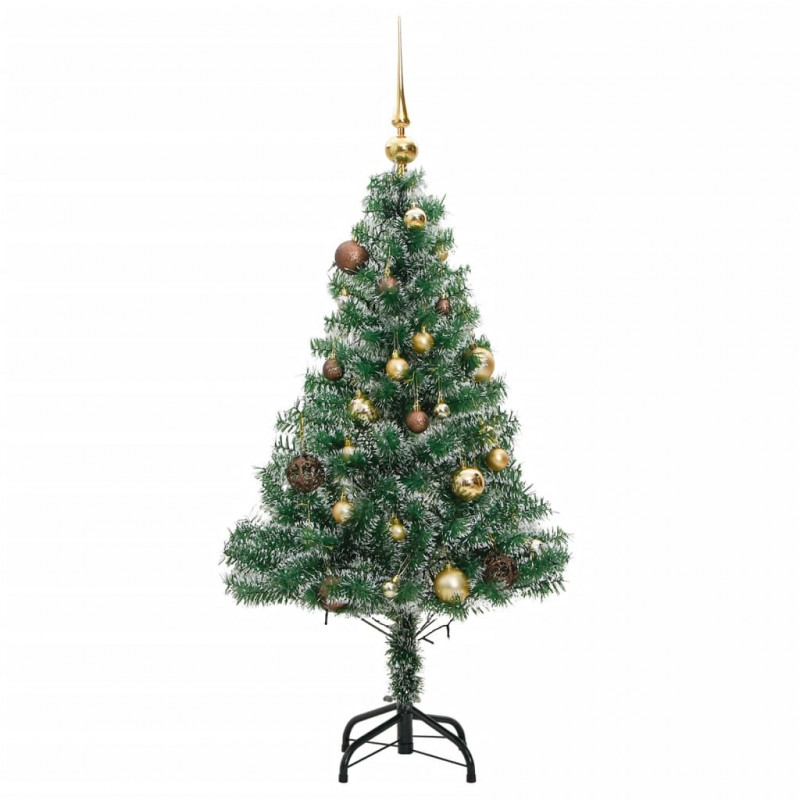 Sztuczna choinka ze 150 LED, bombkami i śniegiem, 120 cm