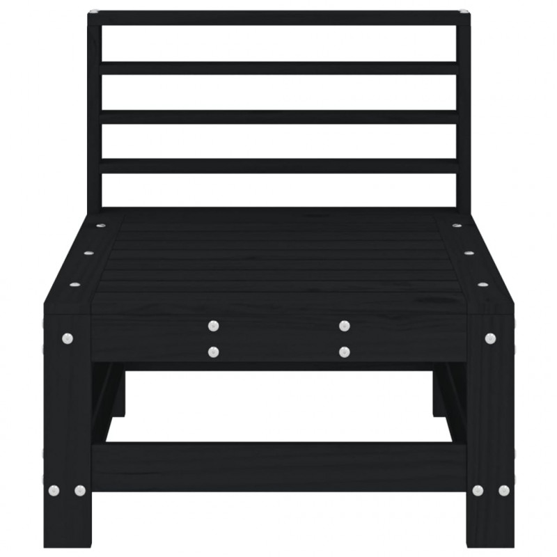 Ogrodowa sofa środkowa, czarna, lite drewno sosnowe