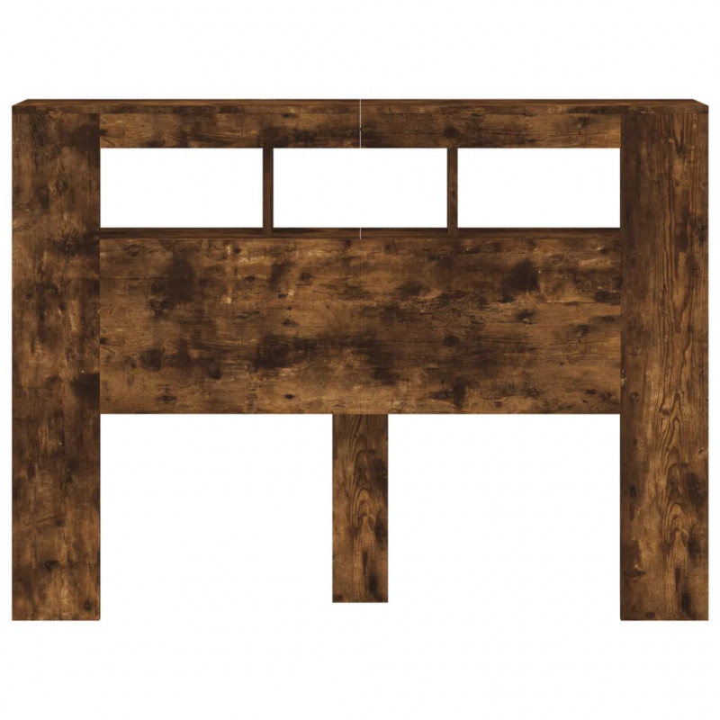 Wezgłowie łóżka z LED, przydymiony dąb, 140x18,5x103,5 cm