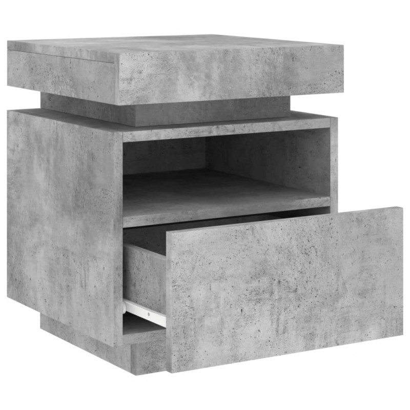 Szafki nocne z LED, 2 szt., szarość betonu, 40x39x48,5 cm