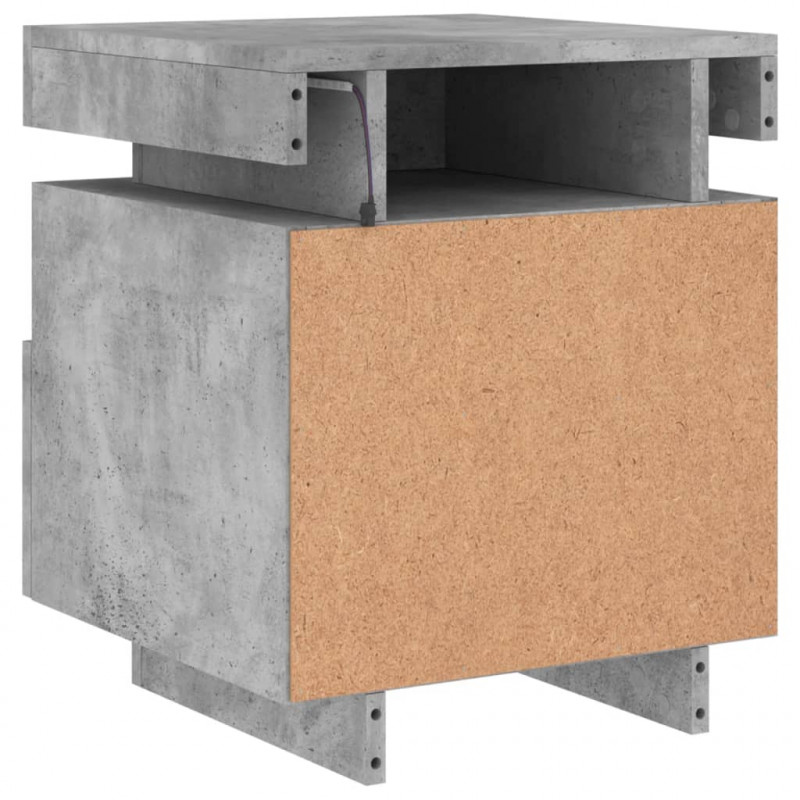 Szafki nocne z LED, 2 szt., szarość betonu, 40x39x48,5 cm
