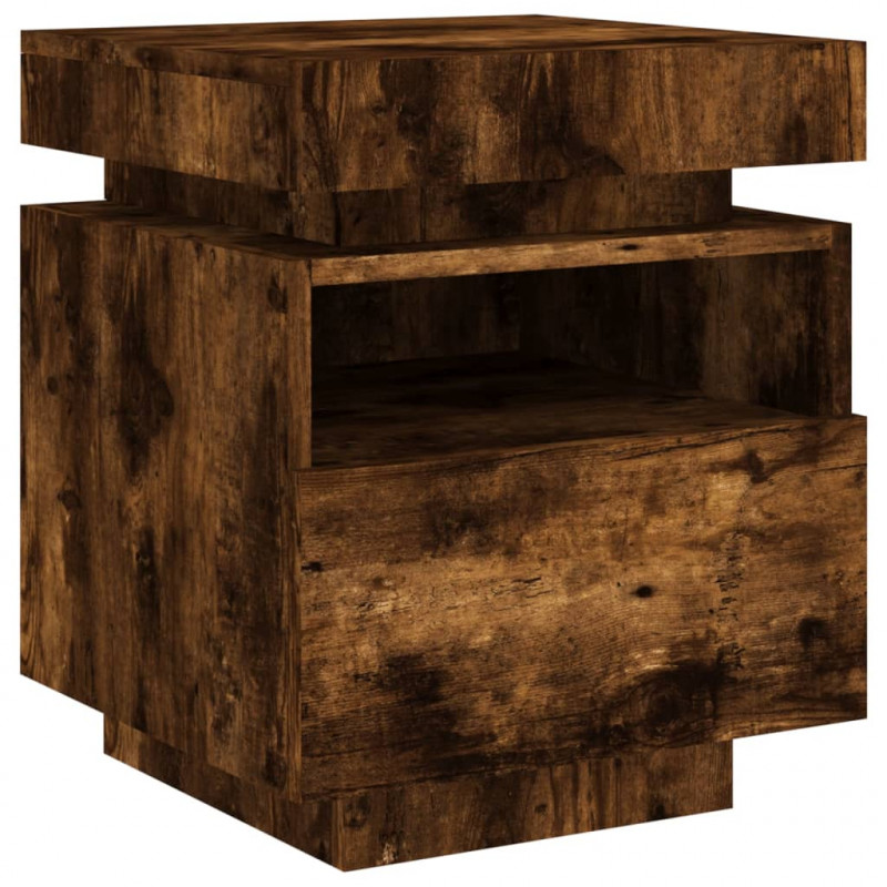 Szafki nocne z LED, 2 szt., przydymiony dąb, 40x39x48,5 cm