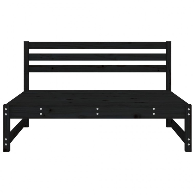 Sofa środkowa do ogrodu, czarna, 120x80 cm, lite drewno sosnowe