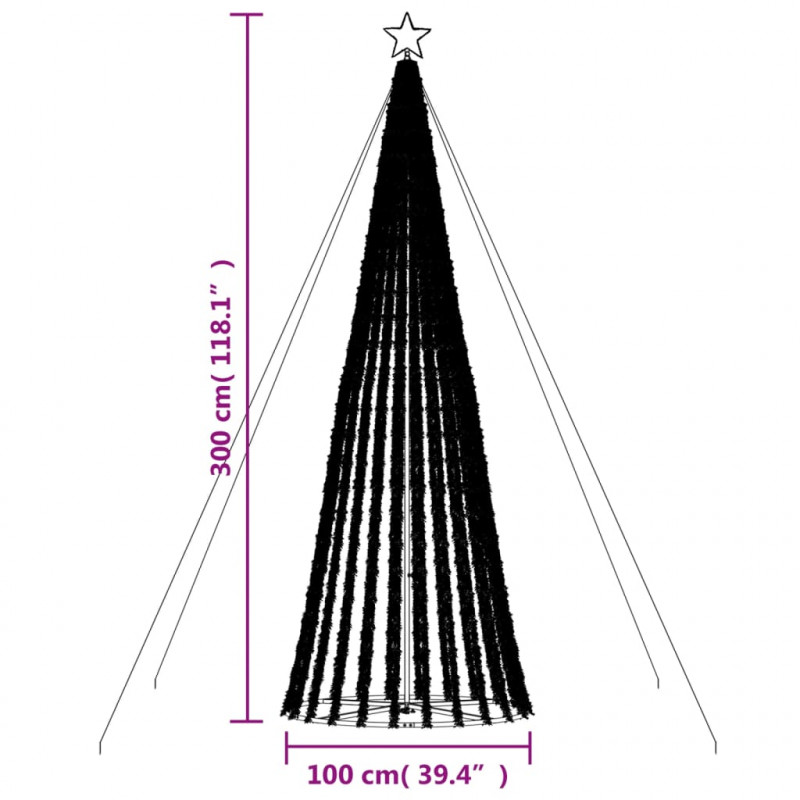 Stożkowa choinka z lampek, 688 zimnych białych LED, 300 cm