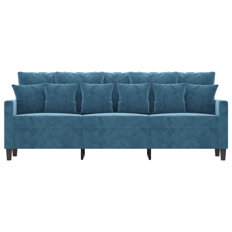 Sofa 3-osobowa, niebieski, 180 cm, tapicerowana aksamitem