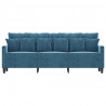 Sofa 3-osobowa, niebieski, 180 cm, tapicerowana aksamitem