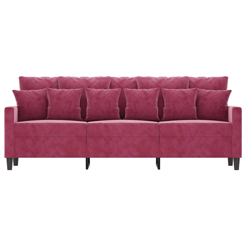 Sofa 3-osobowa, winna czerwień, 180 cm, obita aksamitem