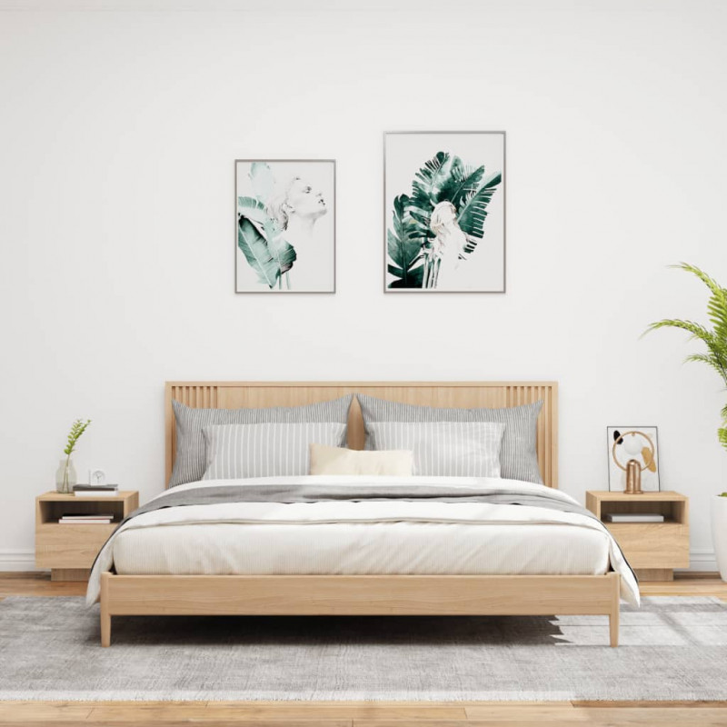 Szafki nocne z LED, 2 szt., dąb sonoma, 40x39x37 cm