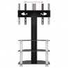 Narożny stojak na TV 32-70 cali, 3-poziomowy, czarno-srebrny