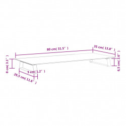 Podstawka pod monitor, biała, 80x35x8 cm, szkło i metal