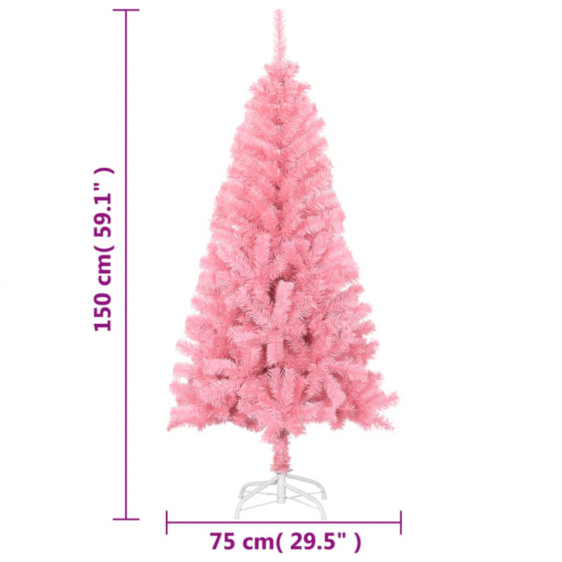 Sztuczna choinka ze stojakiem, różowa, 150 cm, PVC