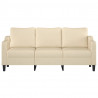3-osobowa sofa, kremowa, 180 cm, tapicerowana tkaniną