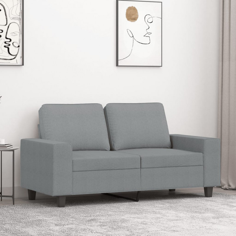 Sofa 2-osobowa, jasnoszara, 120 cm, tapicerowana tkaniną