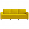 Sofa 3-osobowa, żółty, 180 cm, tapicerowana aksamitem
