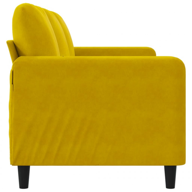 Sofa 3-osobowa, żółty, 180 cm, tapicerowana aksamitem