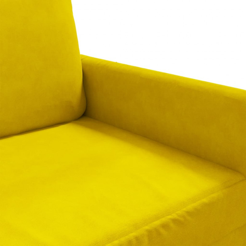 Sofa 3-osobowa, żółty, 180 cm, tapicerowana aksamitem