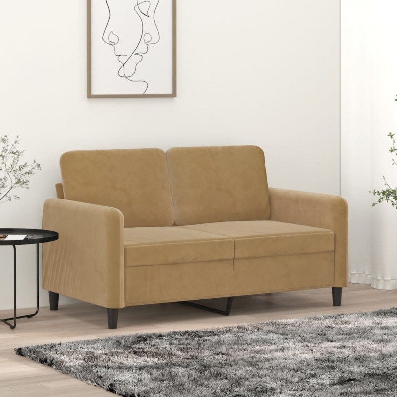 Sofa 2-osobowa, brązowy, 120 cm, tapicerowana aksamitem