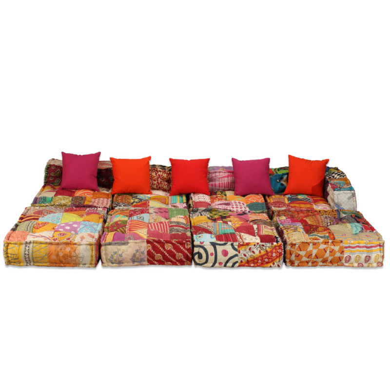 Puf modułowy, 4-osobowy, patchwork, tkanina