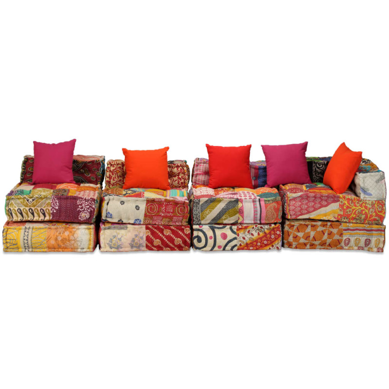 Puf modułowy, 4-osobowy, patchwork, tkanina