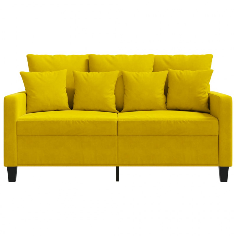 Sofa 2-osobowa, żółta, 120 cm, tapicerowana aksamitem
