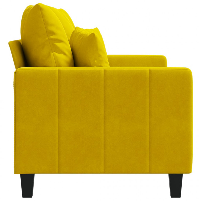 Sofa 2-osobowa, żółta, 120 cm, tapicerowana aksamitem