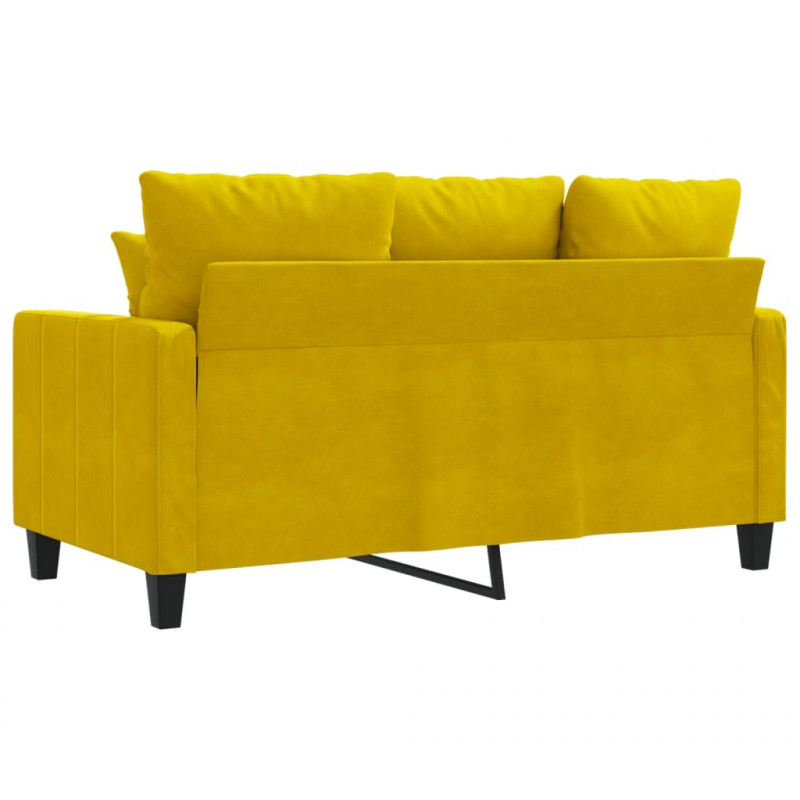 Sofa 2-osobowa, żółta, 120 cm, tapicerowana aksamitem