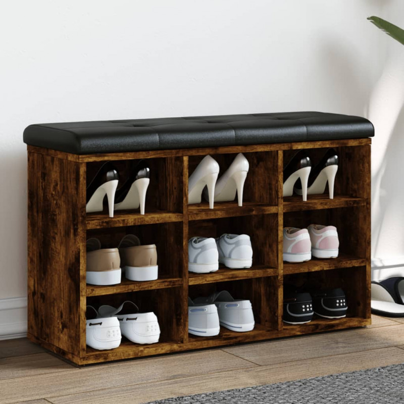 Ławka na buty, przydymiony dąb, 82x32x50 cm