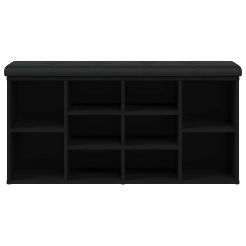 Ławka na buty, czarna, 102x32x50 cm, materiał drewnopochodny