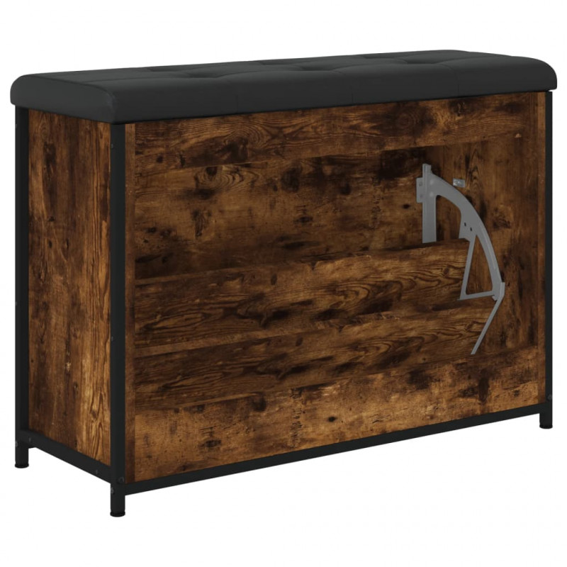 Ławka na buty z uchylaną szufladą, przydymiony dąb, 82x32x56 cm