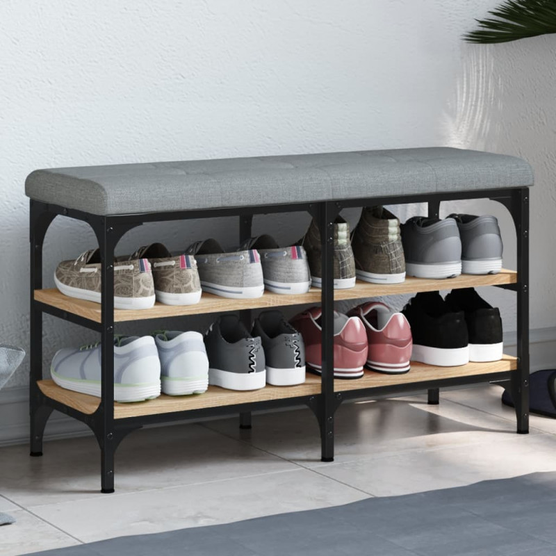 Ławka na buty, dąb sonoma, 82x32x47 cm, materiał drewnopochodny