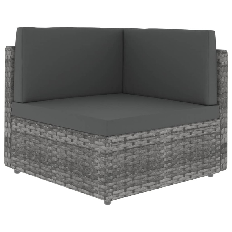 Sofa modułowa 2-osobowa, rattan PE, szara