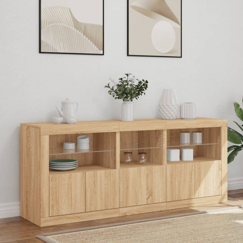 Szafka z oświetleniem LED, dąb sonoma, 162x37x67 cm