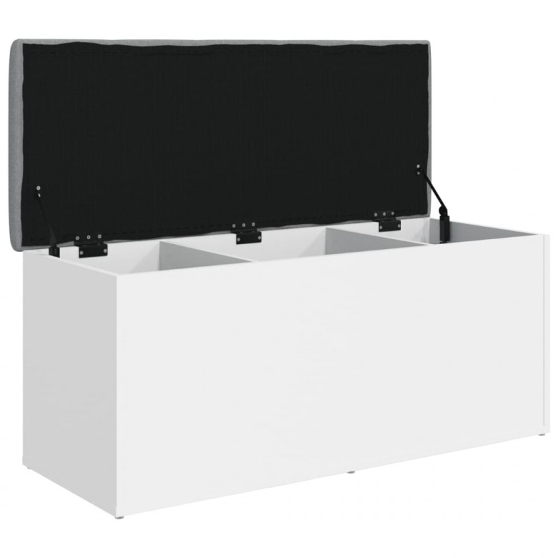 Ławka ze schowkiem, biała, 102x42x45 cm materiał drewnopochodny