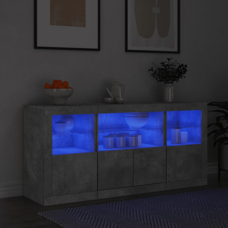 Szafka z oświetleniem LED, szarość betonu, 142,5x37x67 cm