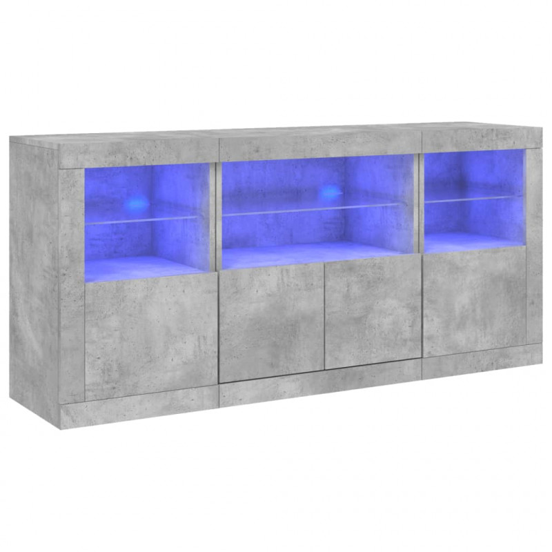 Szafka z oświetleniem LED, szarość betonu, 142,5x37x67 cm