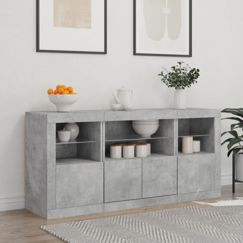 Szafka z oświetleniem LED, szarość betonu, 142,5x37x67 cm
