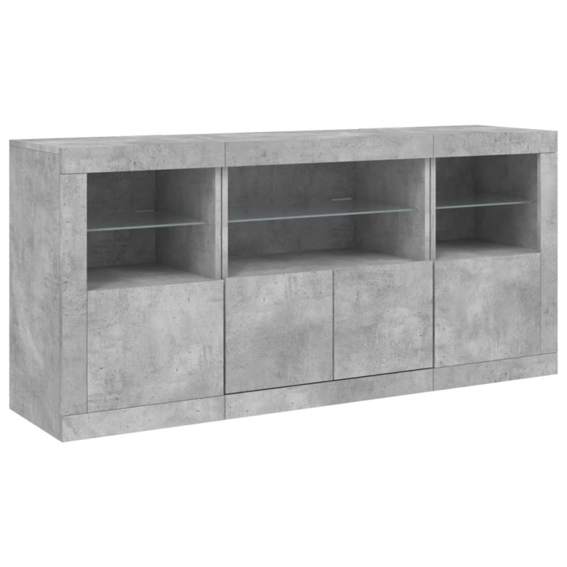 Szafka z oświetleniem LED, szarość betonu, 142,5x37x67 cm