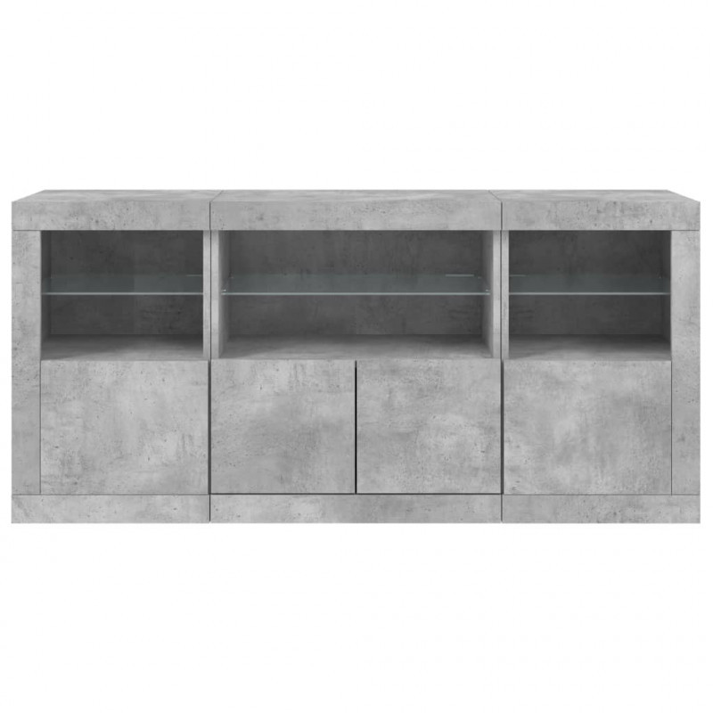 Szafka z oświetleniem LED, szarość betonu, 142,5x37x67 cm