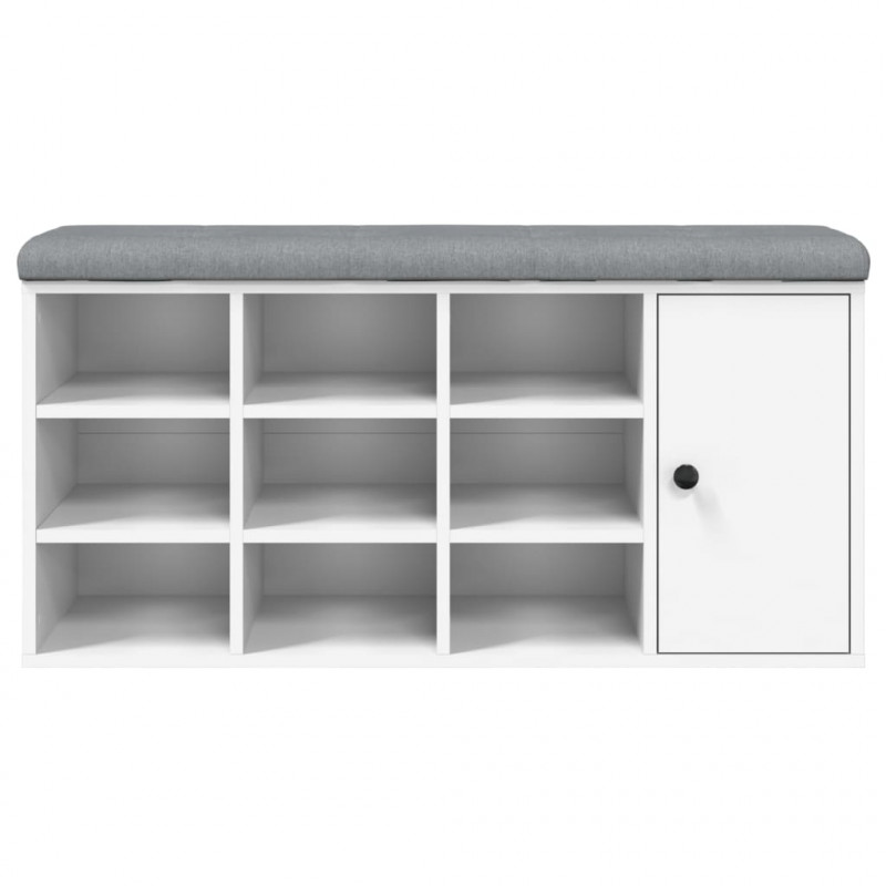 Ławka na buty, biała, 102x32x50 cm, materiał drewnopochodny