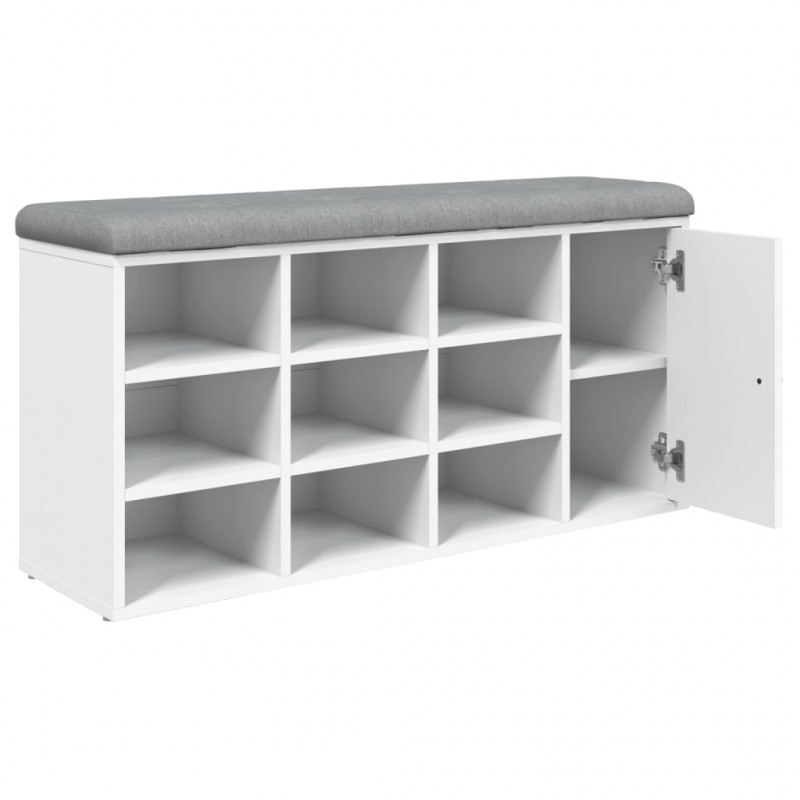 Ławka na buty, biała, 102x32x50 cm, materiał drewnopochodny