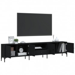 Szafka pod TV, z szufladą, czarna, 200x25x44 cm