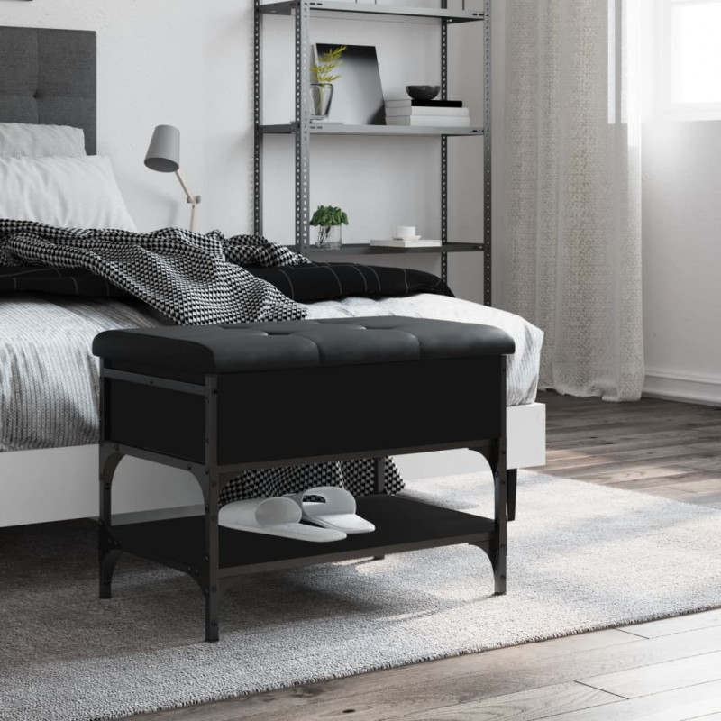 Ławka na buty, czarna, 62x42x45 cm, materiał drewnopochodny