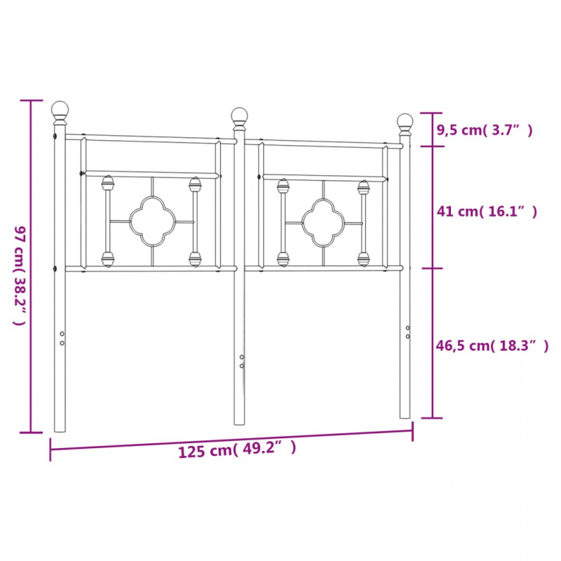 Metalowe wezgłowie, czarne, 120 cm