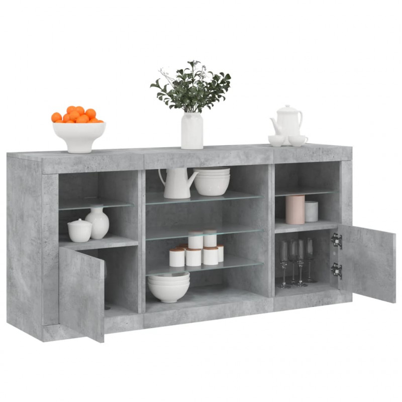 Szafka z oświetleniem LED, szarość betonu, 142,5x37x67 cm