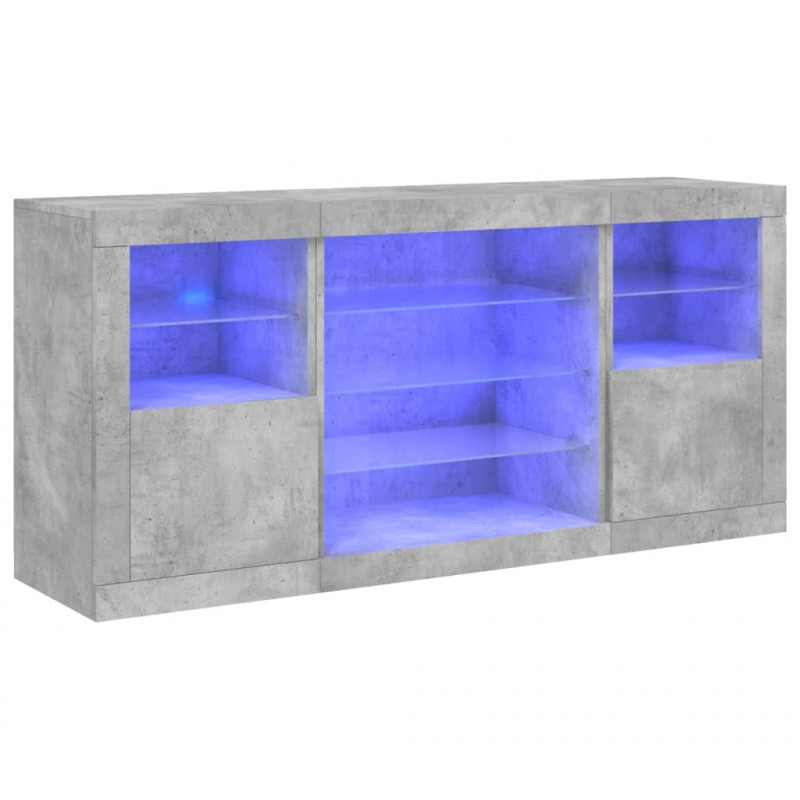 Szafka z oświetleniem LED, szarość betonu, 142,5x37x67 cm